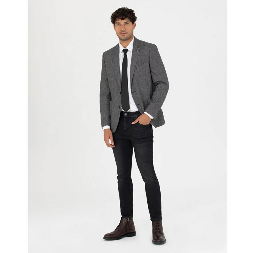 Erkek Siyah Ex. Slim Fit Ceket